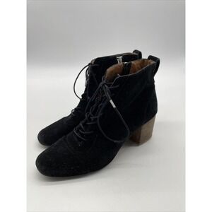 Madewell The Emilia Lace-Up Boot Stacked Heel black‎ Suede Women’s Sz 9